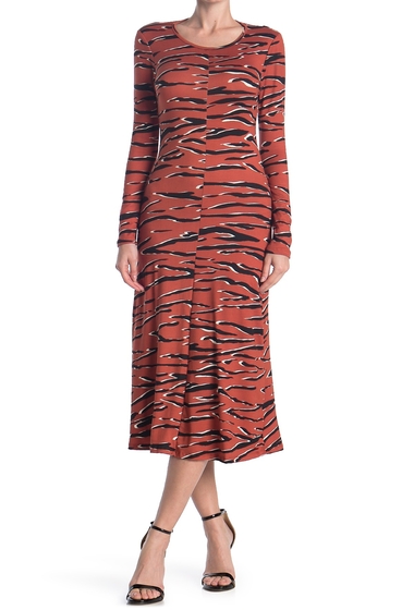Imbracaminte femei velvet torch long sleeve cutout back animal print dress rust animal print