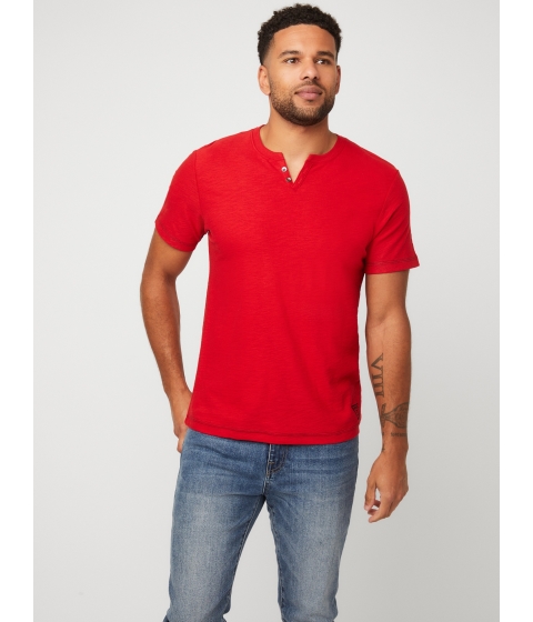 Imbracaminte barbati guess ricky slub-knit henley rugby red