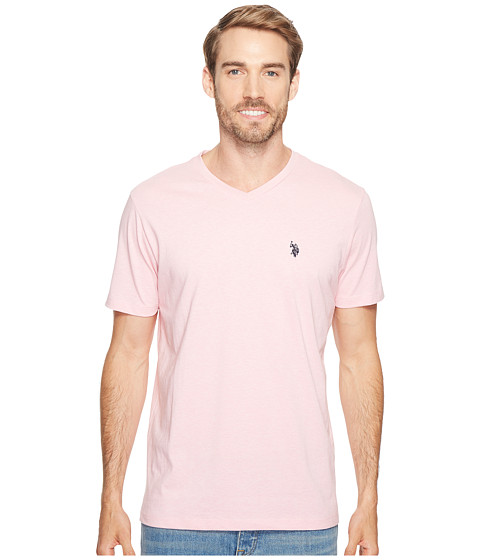 U.s. Polo Assn. Imbracaminte barbati us polo assn short sleeve solid v-neck t-shirt pink sunset heather