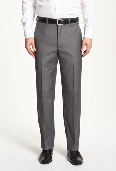 Imbracaminte barbati santorelli luxury flat front wool trousers mid grey
